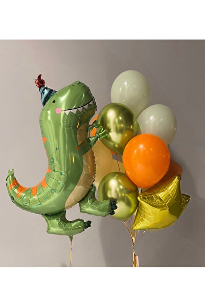 Öztürkpartievi مجموعة بالونات الديناصورات الخضراء