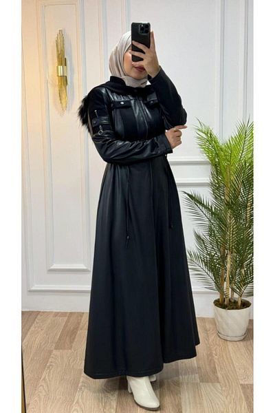Tebrikler tekstil New Season Women's Winter Raincoat Leather Trench Coat Comfortable Fit for Daily Wear Model 900