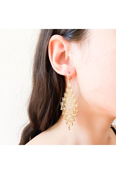 FerizZ Altın Kaplama Sallantılı Kadın Küpe Unk-503