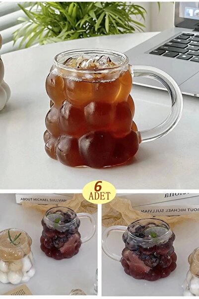 Rosemor 6 قطع من الخرز والعنب على شكل مقابض قهوة بوروسيليليك مقاومة للحرارة