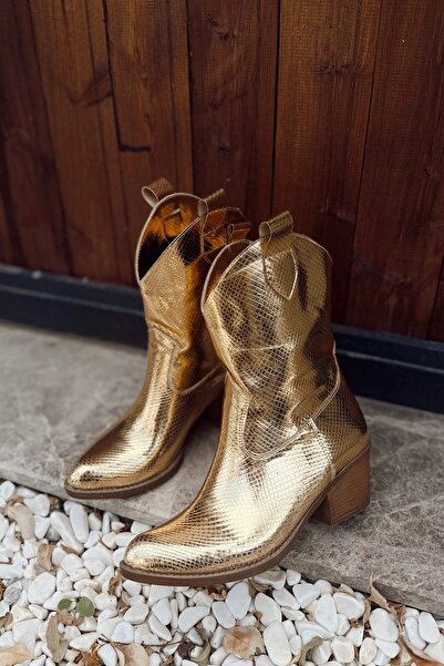 POLKA STORE Cizme de cowboy pentru femei Brave Metallic Snake Effect Cizme Western