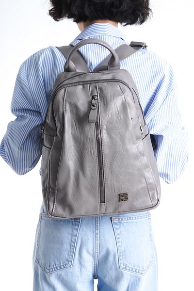 Moda Lime Rucsac unisex din piele cu mai multe capacitate, cu fermoar și buzunare laterale