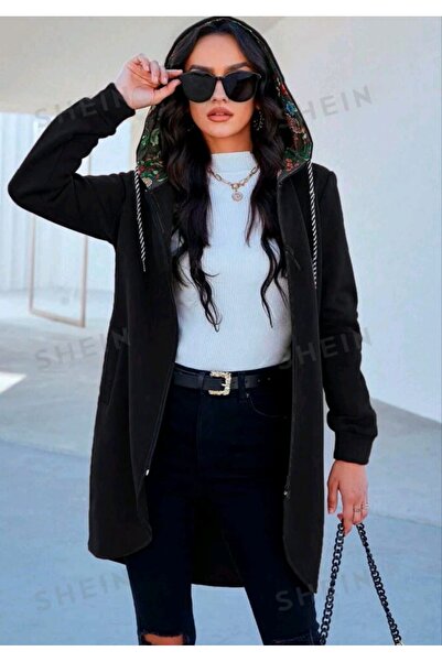 Cardee سويت شيرت طويل بغطاء للرأس وسحاب