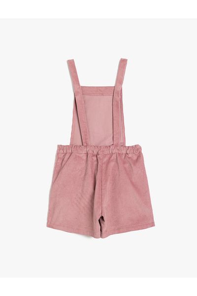 Koton Samt-Salopet-Kleid, quadratischer Ausschnitt, Taschen, Baumwolle, Knopfdetail