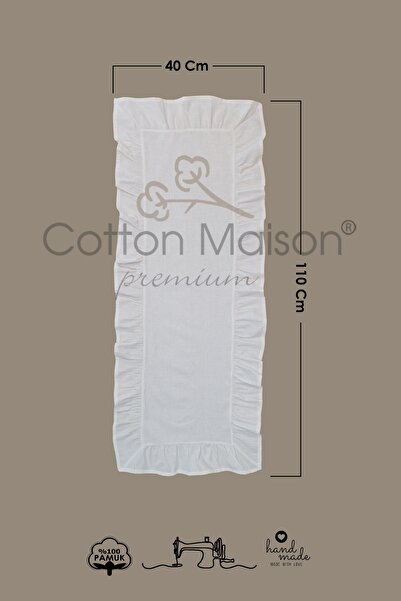 cotton maison Vintage Fırfırlı Keten Runner 40x110 Cm | Bohem & Doğal Masa Örtüsü