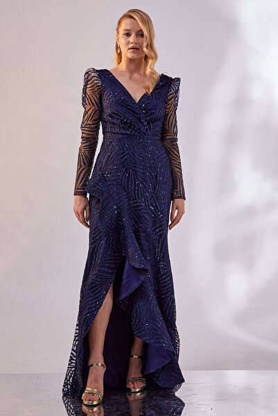 Tiara Waist Gather Detailed Layer Skirt Evening Dress