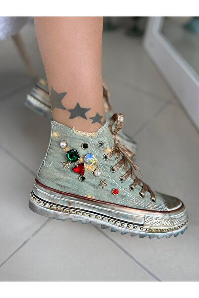 EVASAMLİSHOESBAG Guja Taş Detaylı Kadın Sneaker