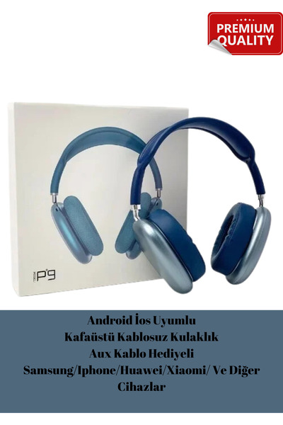 LaraThec Kablosuz 5.0 Bluetooth P9 Uyumlu Kablosuz Kulaklık Aux Kablo Hediyel...