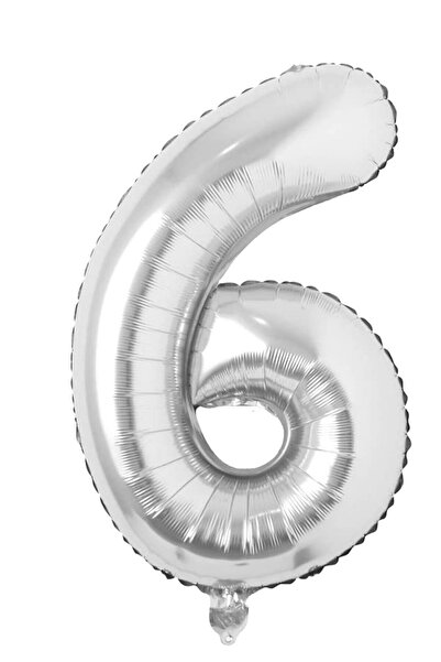 CAVAŞ sun hat Gümüş Balon 76cm 6 Rakam Balon 6 Sayısı Folyo Balon Büyük Altı ...