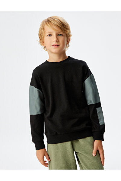 Koton Sweatshirt Uzun Kollu Bisiklet Yaka Cep Detaylı Pamuklu