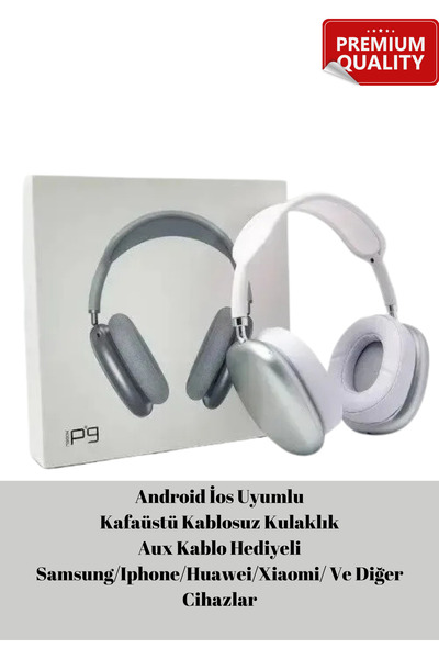 Laraheiser Kablosuz 5.0 Bluetooth P9 Uyumlu Kablosuz Kulaklık Aux Kablo Hediy...