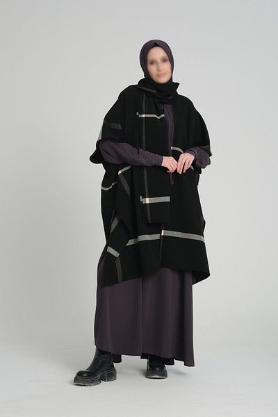 VALENS BOUTİQUE Combined Hijab Shawl with Stamp Shoulder Shawl Scarf