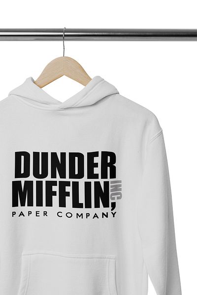 qoeuyl boutique Dunder Mifflin - The Office Printed Unisex Λευκό βαμβακερό φούτερ με κουκούλα