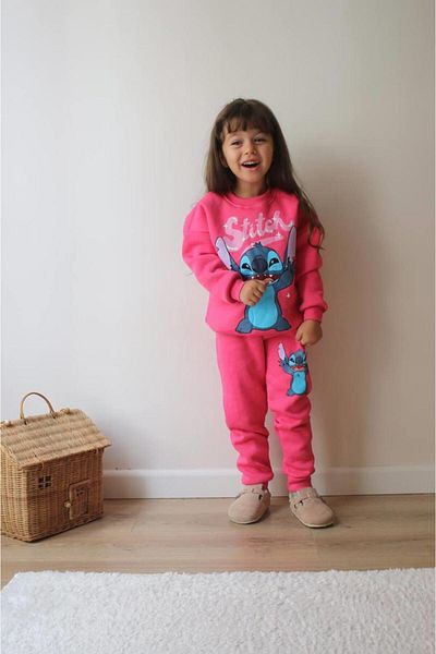 MİNİKO KİDS Girl's Stitch Model 3 Thread Tracksuit Set