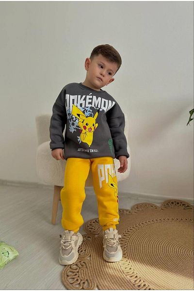 MİNİKO KİDS Boy's Pokemon Modeled 3-Thread Tracksuit