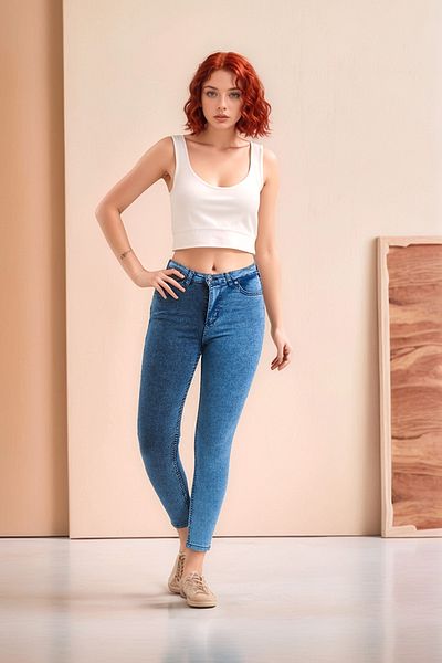 SHEVEGA Double Color Navy Blue Lycra Skinny Leg Skinny Jeans