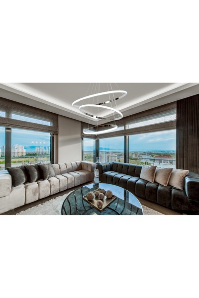 Avonni Atom Modern Avize LED 56W 52x52cm Alüminyum Profil Krom Avonni-AV-6120-3K