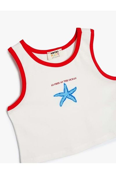 Koton Κοριτσίστικο μπλουζάκι με στάμπα Crew Neck Cotton White