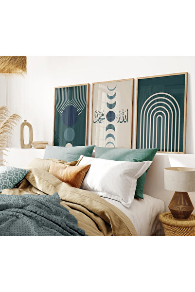 woodhomeworks Ahşap Çerçeveli 3 Lü dini Tablo Home Ev Salon Oturma Odası Yata...