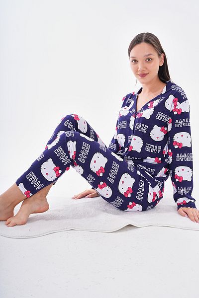 Arvin Pijama Set pijama cu nasturi din bumbac