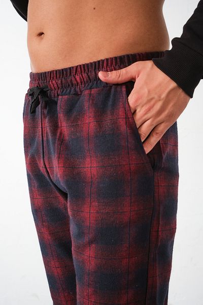 Domoda Karierte Flanell-Pyjamahose, bequem geschnittene Herrenhose aus Baumwolle mit schmalem Bein