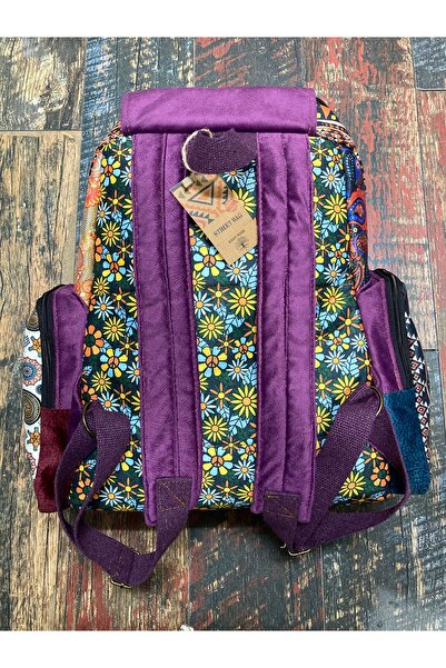 Street Bag Etnik Bohem Desenli Patchwork Tasarım Sırt Çantası Su Geçirmez