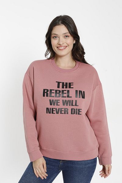 TRNKCOLLECTİON Pudra Pink the Rabel in Printed 3 Thread Sweatshirt