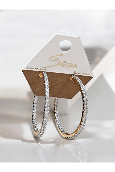shesra Melekcehobi Takı Vip Zirkon Taşlı Halka Küpe