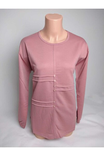 YAŞAR TRİKO Γυναικεία μπλουζάκι με λαιμόκοψη με κουμπιά με μακρύ μανίκι με ελαστικό καρπό με δύο κλωστές