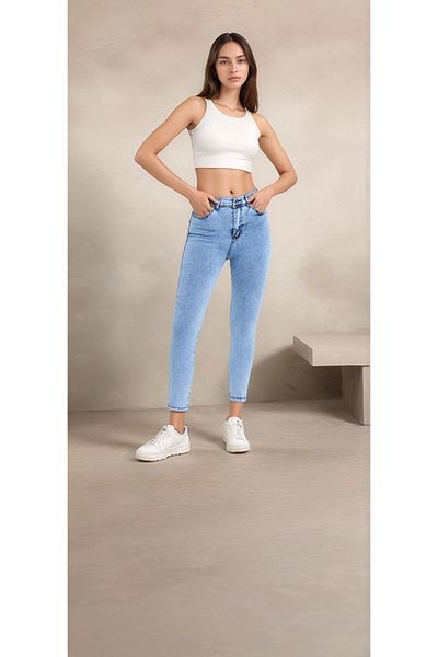 SHEVEGA Ice Blue Lycra Slim Fit Jeans