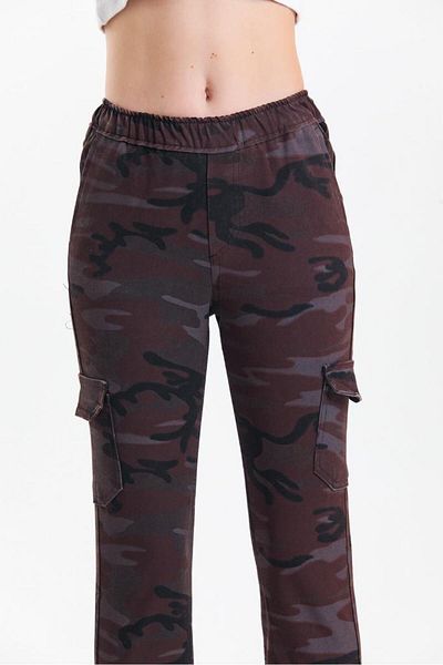 SHEVEGA Burgundy Camouflage Cargo Pocket Jeans