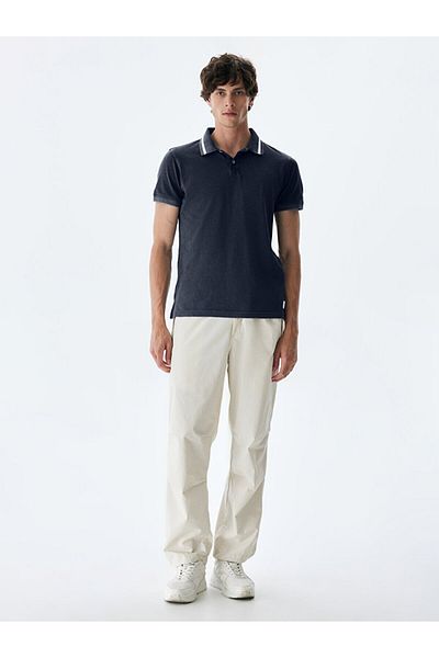 Ltb Μπλουζάκι Polo Neck κοντομάνικο κανονικό Navy Blue