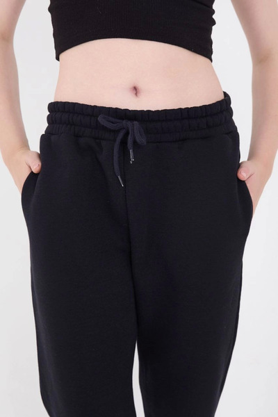 velmorafashion Velmora Three Thread Basic Elastic Sweatpants - Navy Blue -