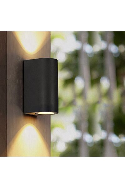 GÜNEŞ AVİZE Full Rayon Black Double-Way Sconce Indoor and Outdoor Sconce, Garden Wall Sconce, Living Room, Balcony Sconce
