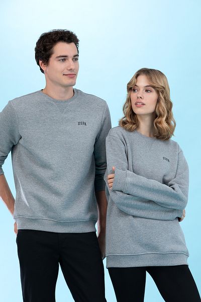 U.S. Polo Assn. Γκρι μελανζέ Crew Neck Basic φούτερ 50276089-VR086