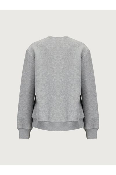 Ltb Sıgn Printed Crew Neck Long Sleeve Basic Gray Sweatshirt