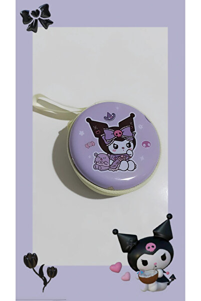 Zehra Aksesuar Kuromi figürlü yuvarlak fermuarlı mini cüzdan anahtarlık