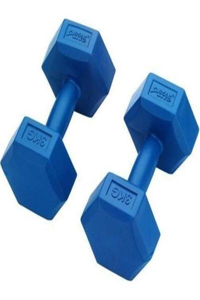 Genel Markalar Plastik Köşeli Dambıl 3 Kg Export Kutu Mavi Ds63