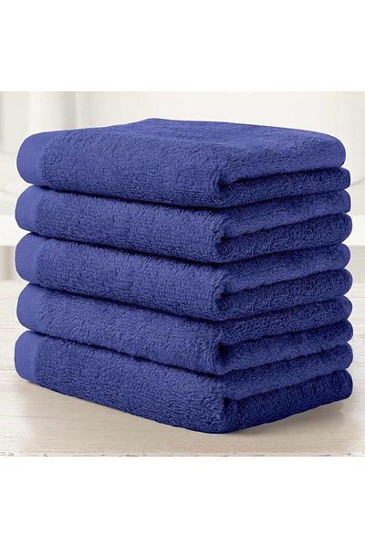 KAYABEY HOME Sada měkkých ručníků ze 100% bavlny v námořnické modré - 6 kusů 30X50 cm Ultra absorpční Rychleschnoucí