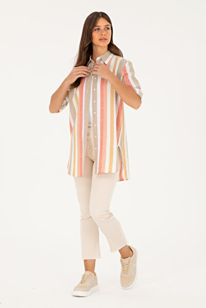 U.S. Polo Assn. Women's Beige Slim Flare Cropped Fit Jean Pants 50282755-Vr011