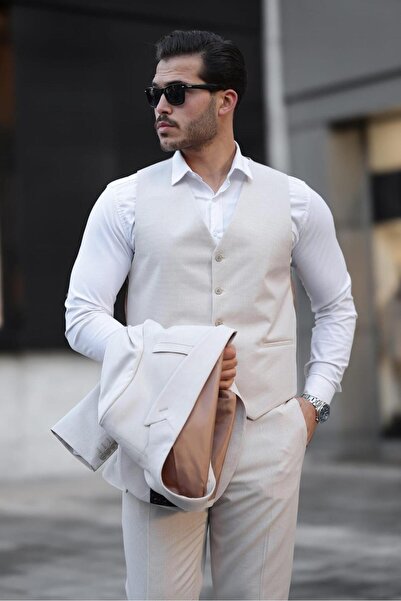 MISTER MR.PAPYON FASHION Erkek  Slim Fit Yelekli italyan Kesim Takım Elbise