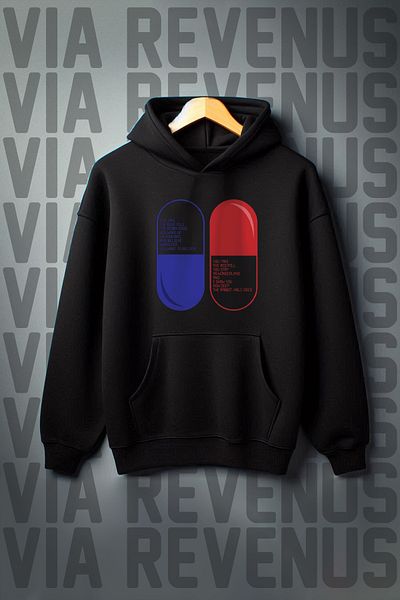 Vordevia Matrix Printed Unisex 3 Thread Raster Wide Fit Hooded Sweatshirt