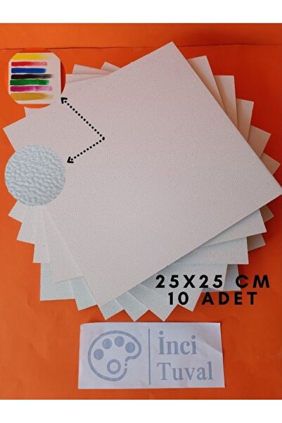 İNCİ TUVAL 25x25 Cm Pres Mdf Tuval 10 Adet Yüzey Dokulu (BEZSİZ) Boyanabilir ...