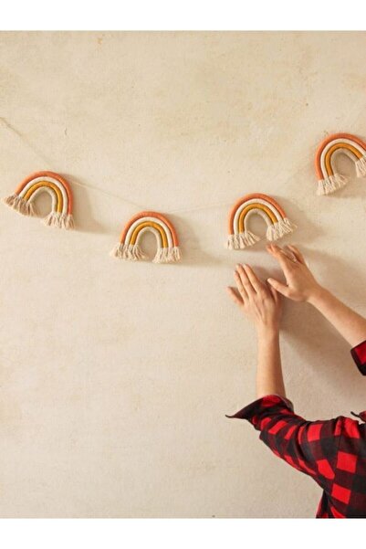 Sude 4'lü Makrome Gökkuşağı Duvar Süsü