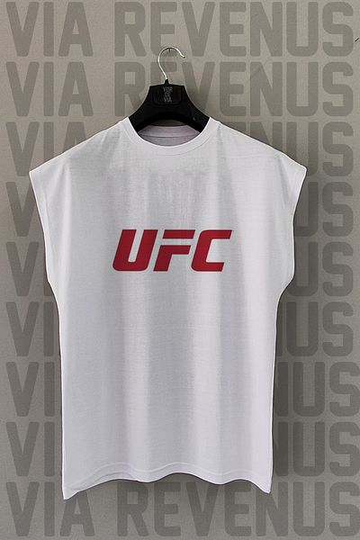 Vordevia Ufc Venum Front and Back Printed Zero Sleeve Sports T-Shirt and Black Shorts Sports Set