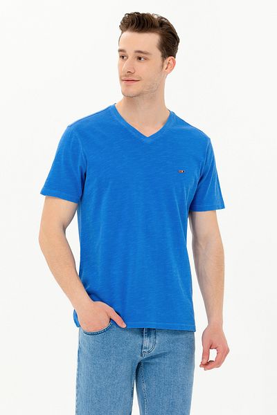 U.S. Polo Assn. Ανδρικό μπλουζάκι Saks Basic με V λαιμόκοψη 50263474 -VR045
