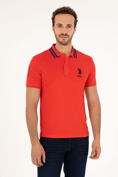U.S. Polo Assn. Men's Slim Fit Polo Neck Red Basic T-Shirt 50279569 -Vr030