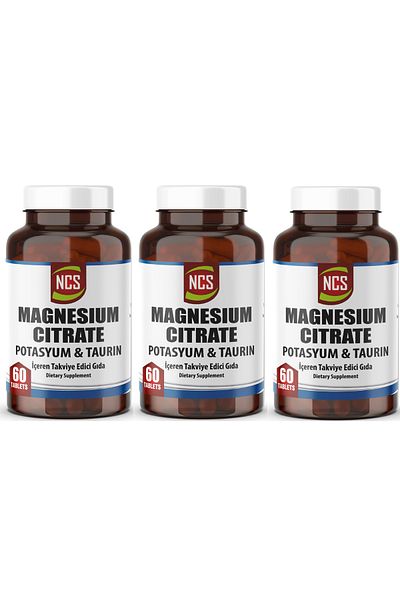 NCS Magnesium Citrate Kalium 3 X 60 Tablets Taurine Vitamin B6 Potassium Mineral