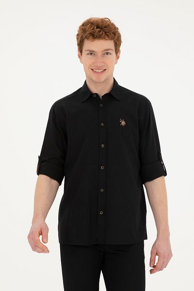 U.S. Polo Assn. Мъжка черна риза с дълъг ръкав 50284297-VR046