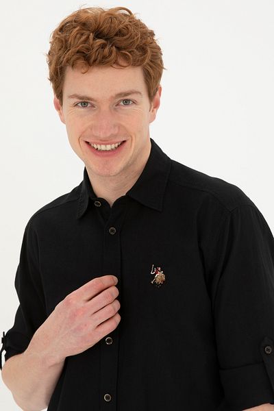 U.S. Polo Assn. Мъжка черна риза с дълъг ръкав 50284297-VR046